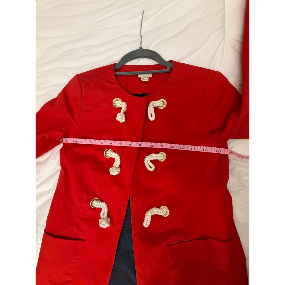 J.Crew Red Nautical Rope Toggle Coat Gold Grommet Jacket Size 00 - Picture 4 of 10